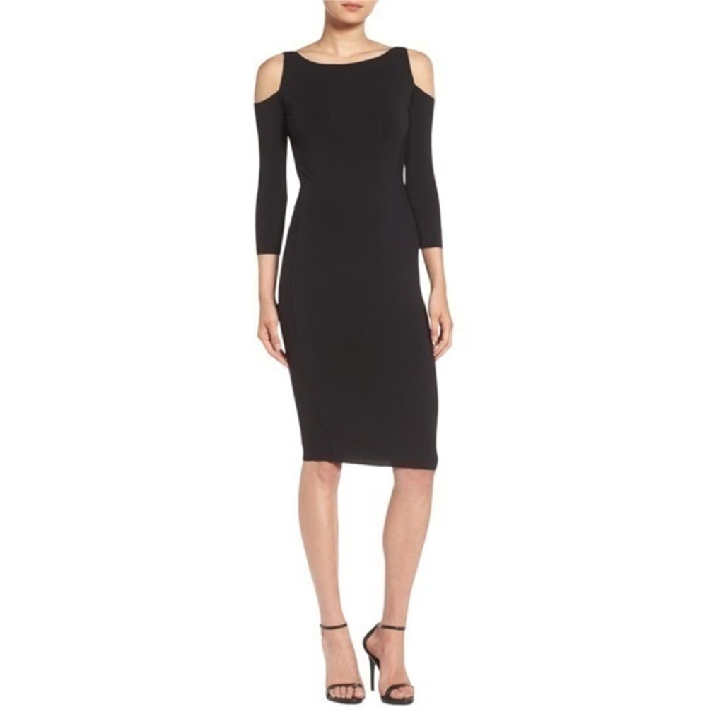 Bailey 44 ✘ Black ‘Deneuve’ Cold Shoulder Jersey Body-Con Midi Cutout Dress Sz S